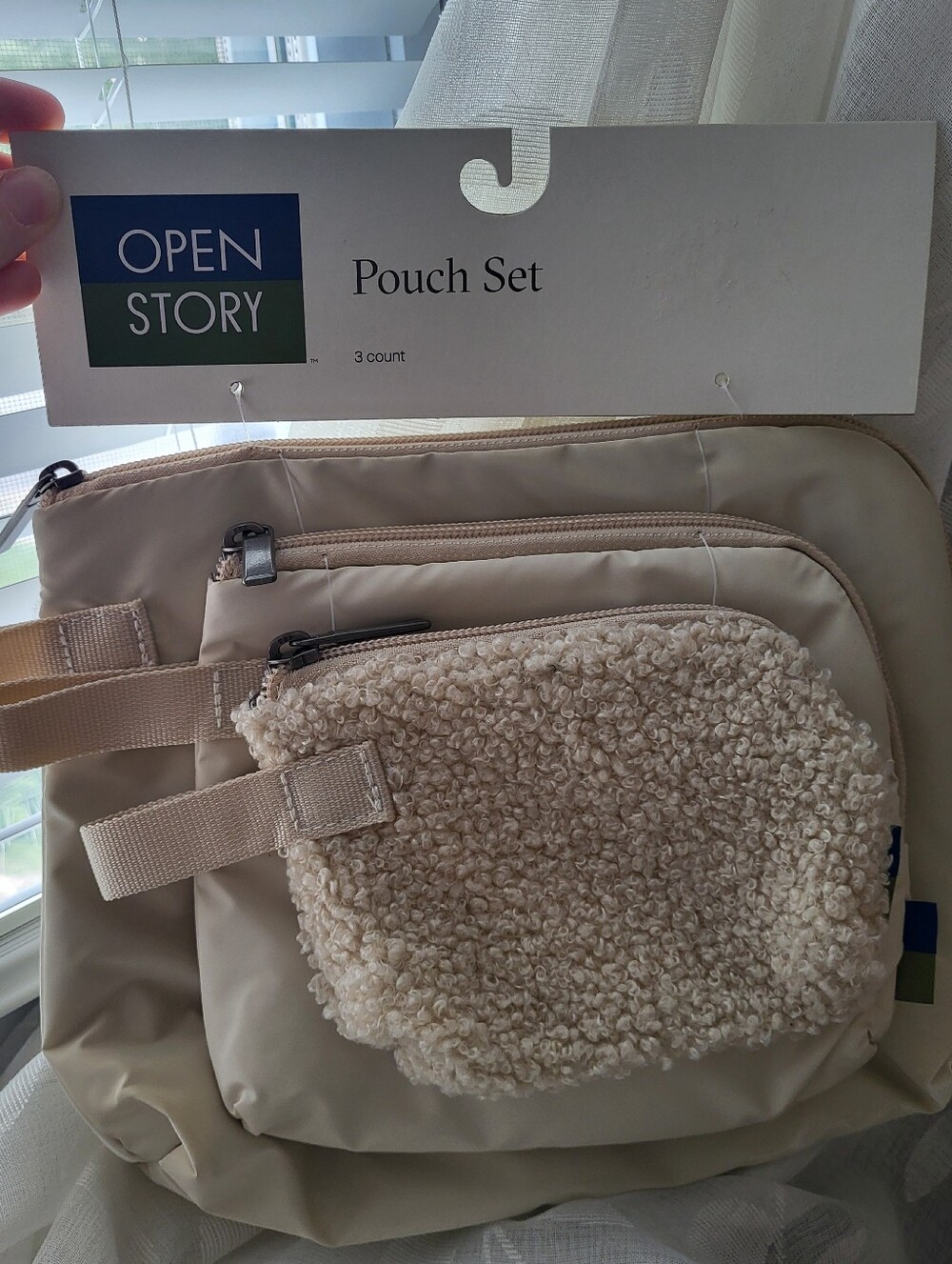 Neutral Cream Travel Pouch Set - 3 Piece